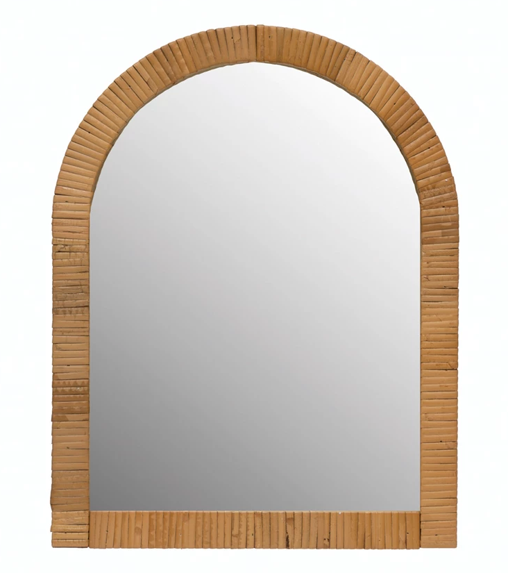 Mirror Rattan Wrapped Wood Arched 17.25"h by Homeportonline