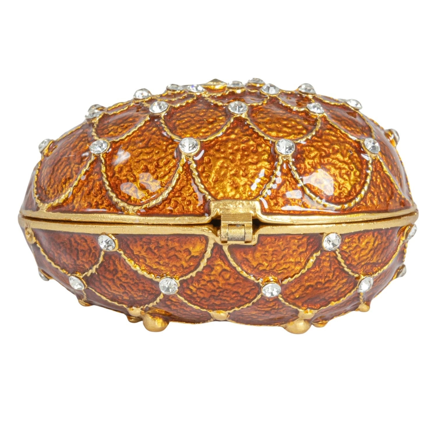 Trinket Box Enameled Metal Egg 3.5"l x 2.25"h by Homeportonline