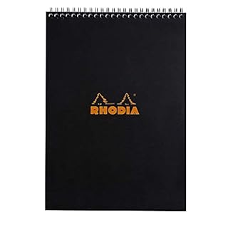 Rhodia - Ref 185019C - Wirebound Spine Notepad (160 Pages) - A4 Size, Lined Rulings, 80gsm Superfine Vellum, Detachable Micro-Perforated Sheets - Black (B002A8UK0U)