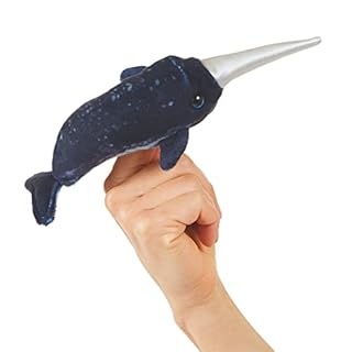 Folkmanis Mini Narwhal Finger Puppet, Blue (B09WHH2YNH)