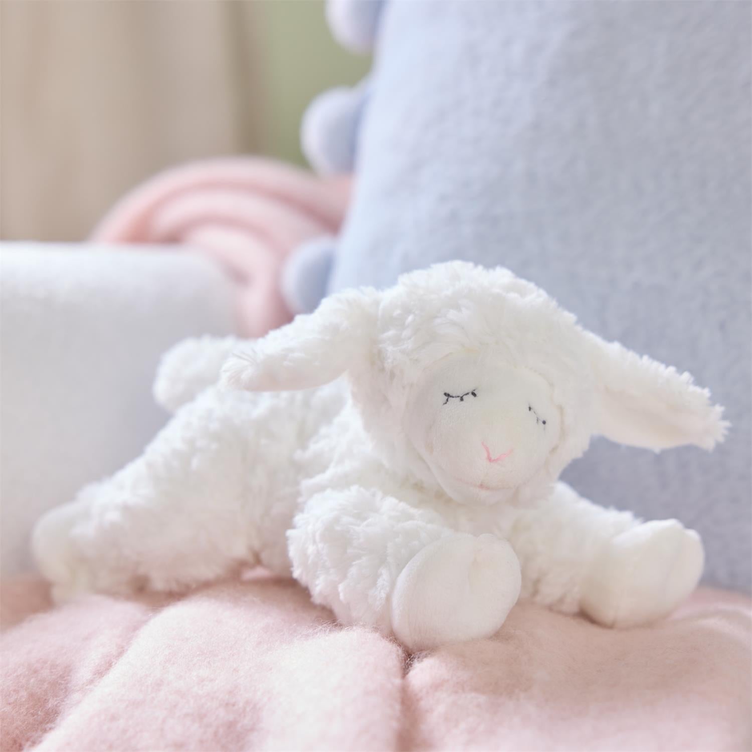 Plush Sustainable Lamb Rattle Winky White 7" by Homeportonline