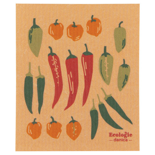 Chili Peppers Swedish Sponge Cloth by Homeportonline