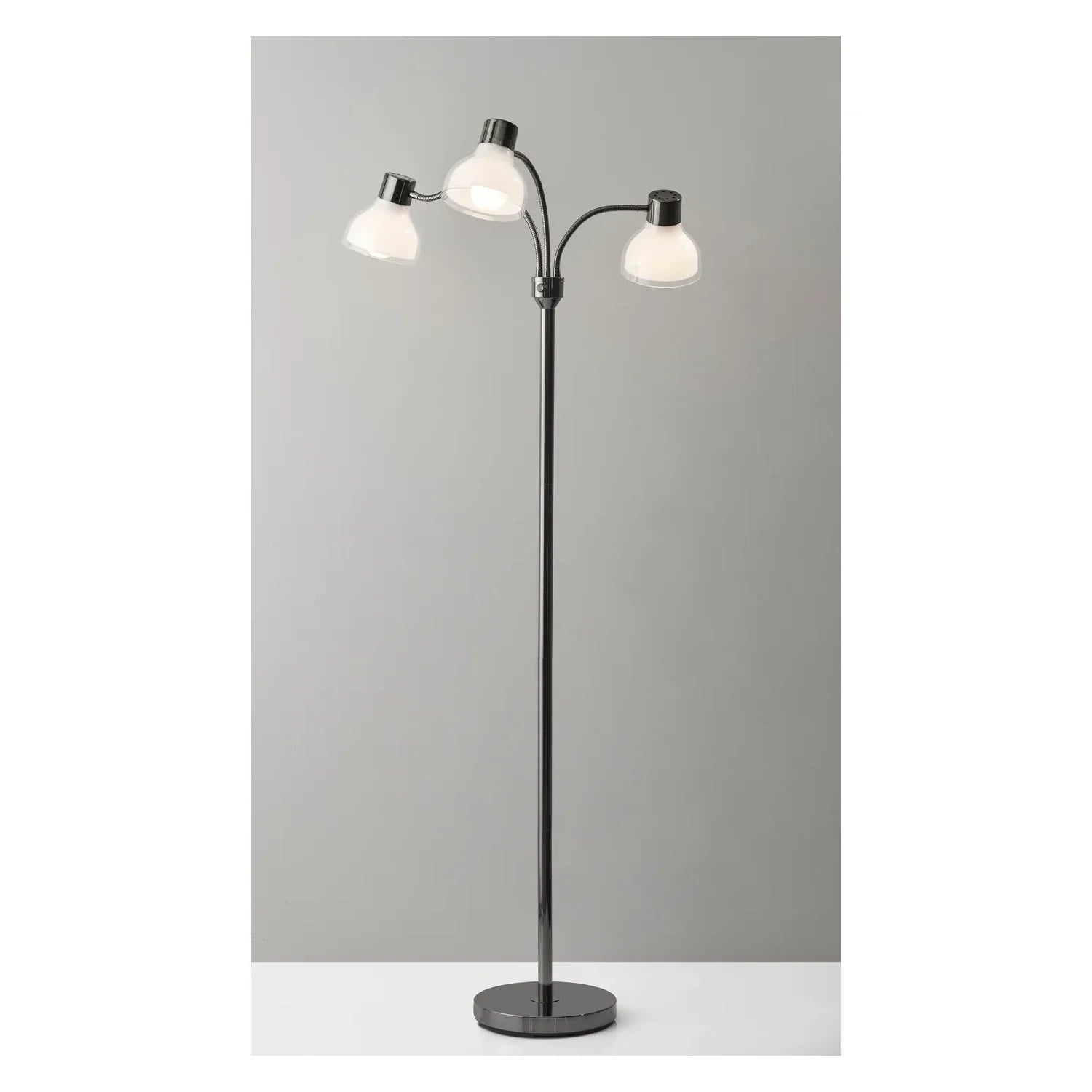 Presley 3 Arm Floor Lamp Black Nickel by Homeportonline