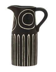 Pitcher Stoneware Debossed Black With White Circles 6.75" High by Homeportonline