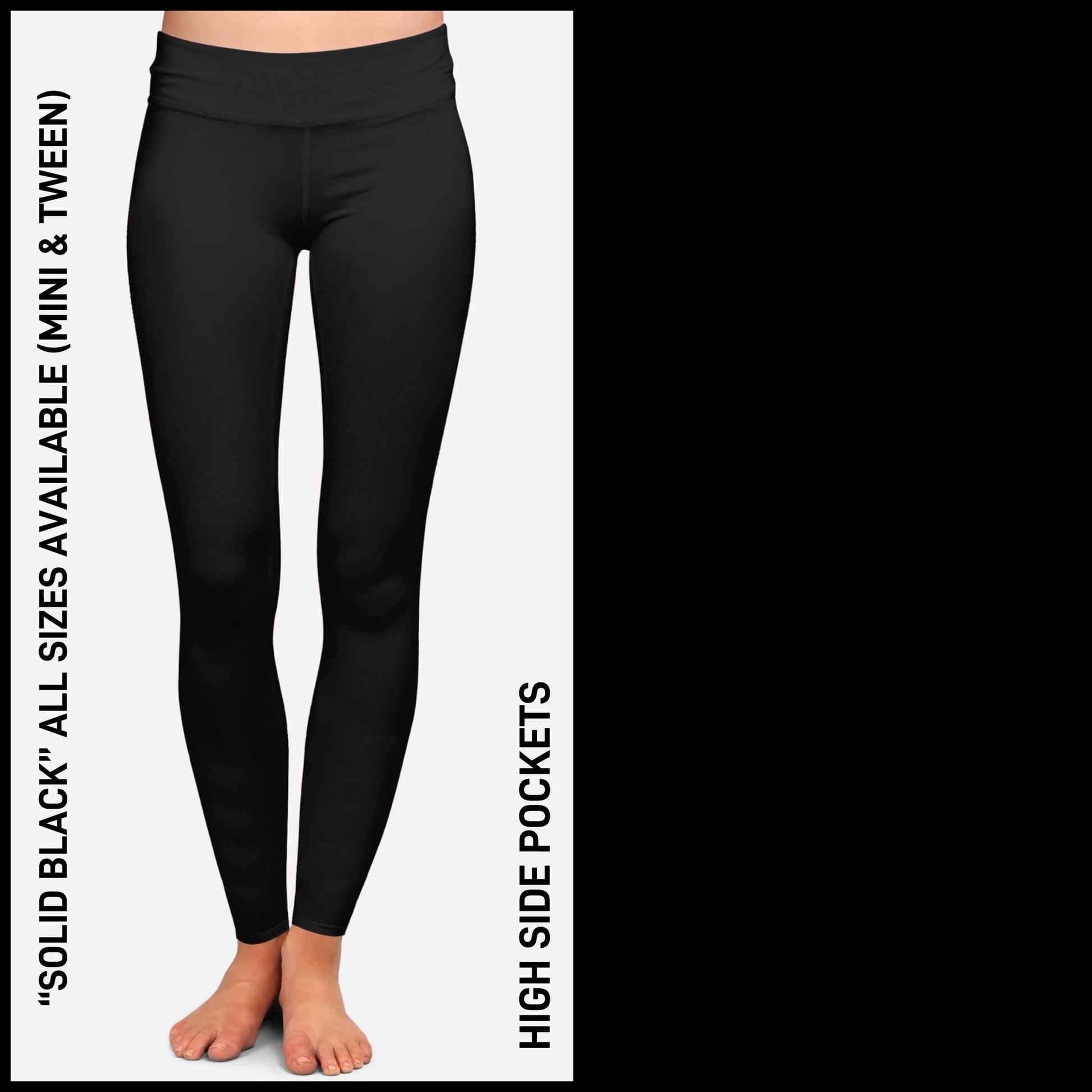 Black Full Length Leggings with Pockets by SidePony Boutique