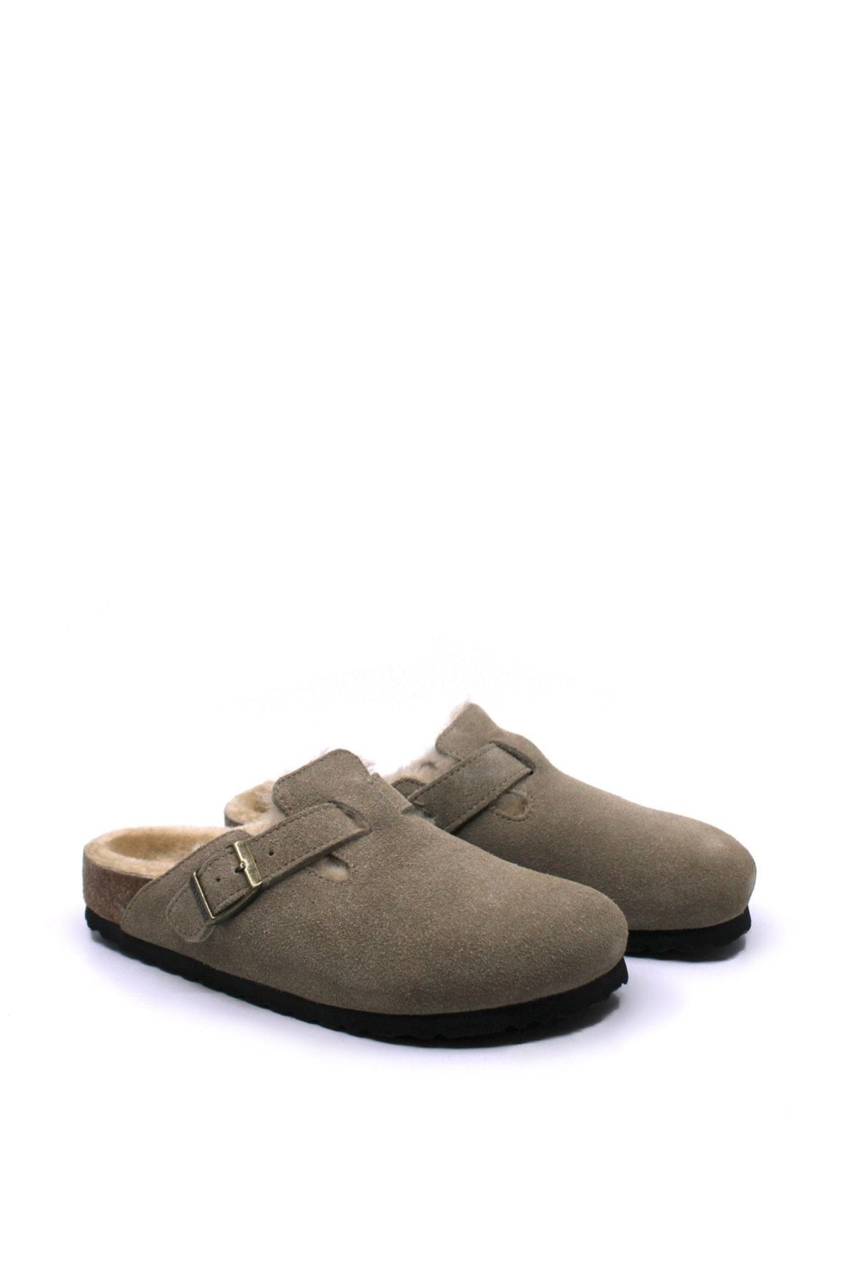 Birkenstock Boston Shearling in Taupe (Narrow) by Dear Lucy