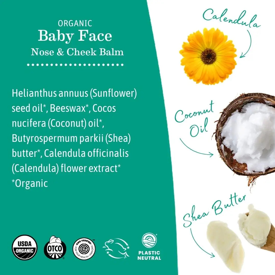Earth Mama Organic Baby Face Nose & Cheek Balm | Calendula Coconut Moisturizer