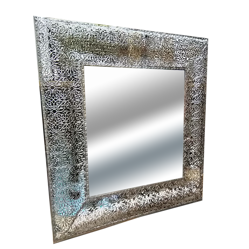 Mirror Square Silver Filigree Frame 27.5in by Homeportonline