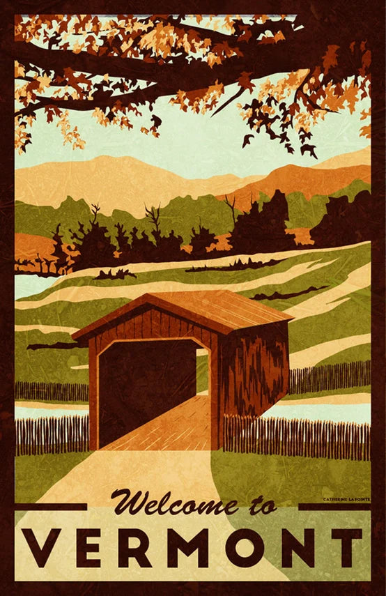 Vermont Covered Bridge Vintage Travel Vinyl Sticker