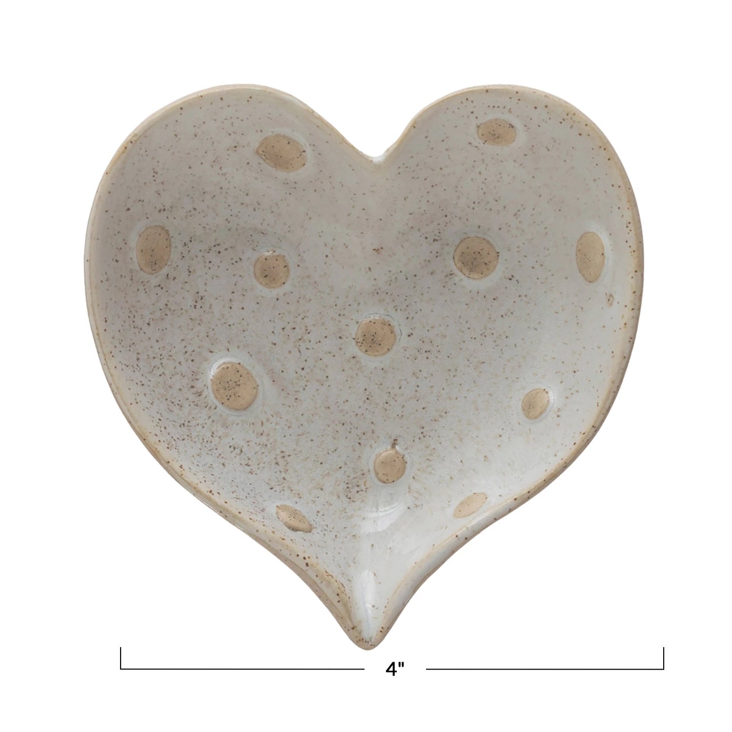 Decorative Bowl Heart Shaped Cream 4" x 4" by Homeportonline