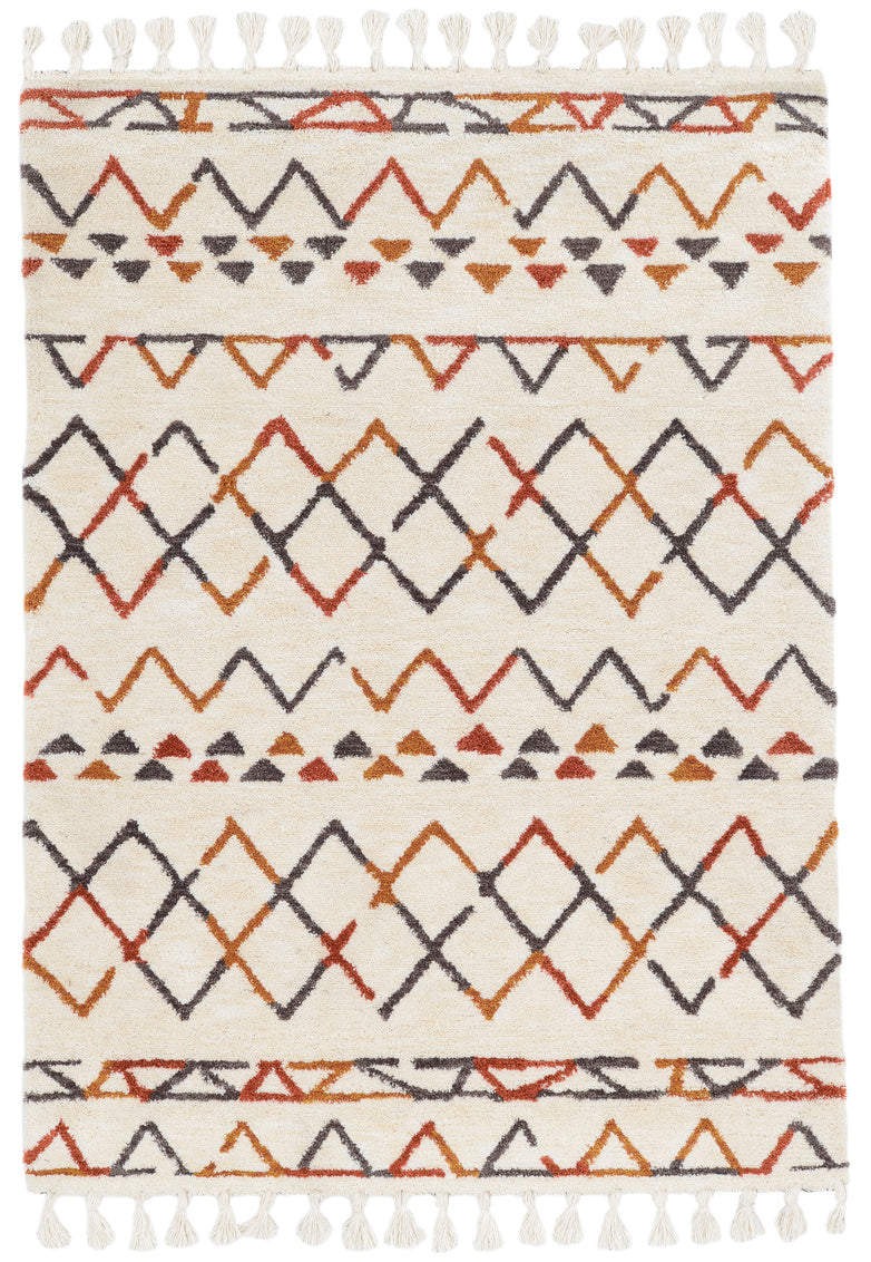 Marrakech Zig Ivory and Multi Rug 5ft x 7ft by Homeportonline