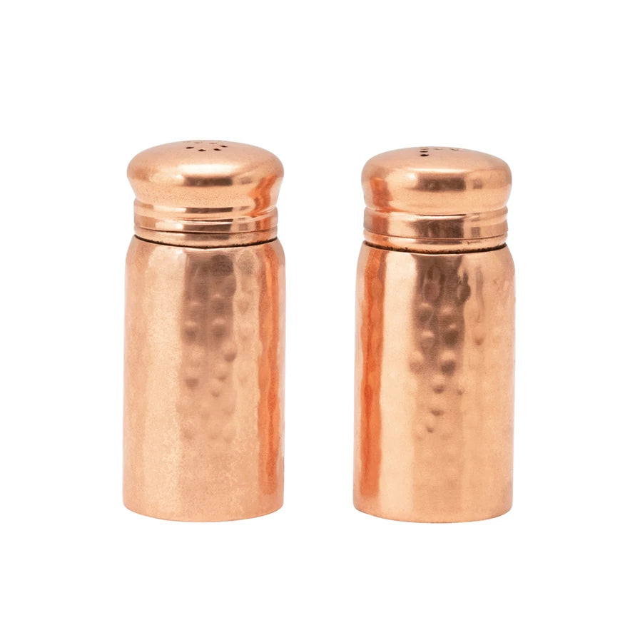 Hammered Stainless Steel Salt & Pepper Shakers, Copper Finish, Set of 2 by Homeportonline