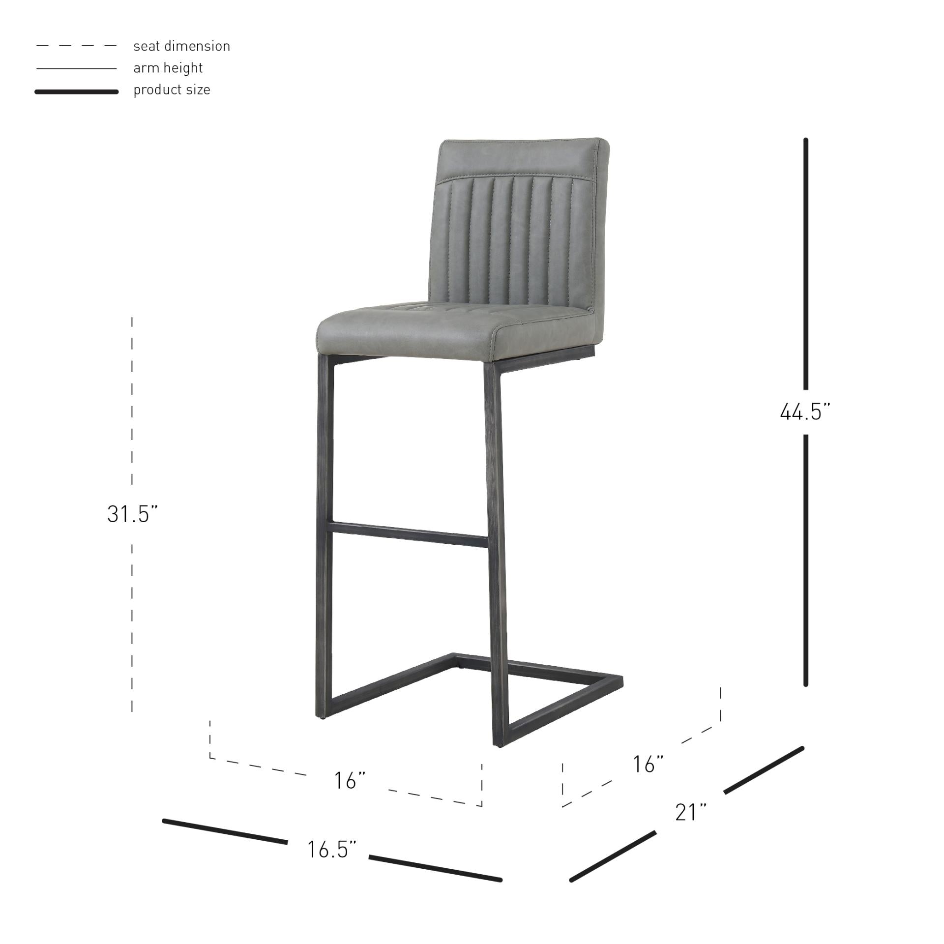 Ronan Polyurethane Bar Stool Antique Graphite Grey by Homeportonline