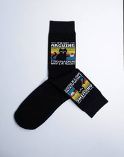Men's I'm Not Arguing I'm Explaining Funny Cat Crew Socks by SidePony Boutique