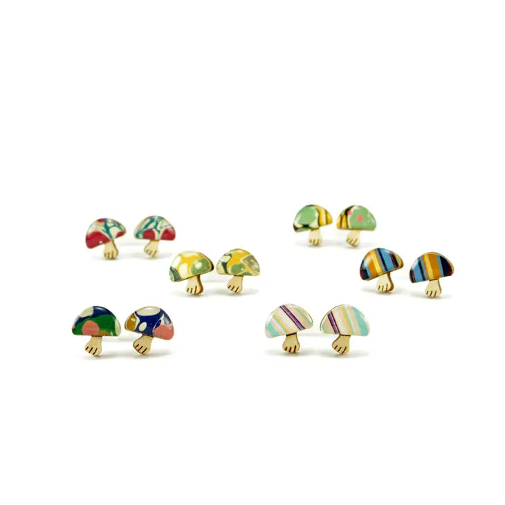 Mushroom Titanium Stud Earrings