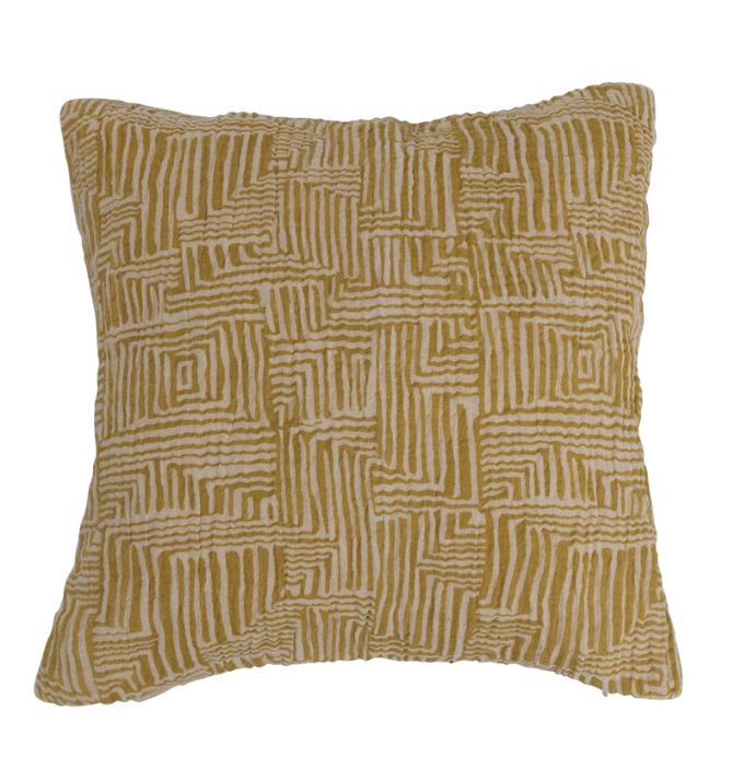 Pillow Kuba Cloth Pattern Green & Cream 16" Square by Homeportonline
