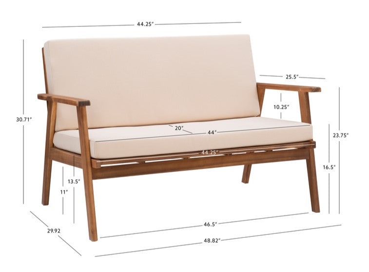 Cosgrove Acacia Wood Patio Chat Set Natural Cushion by Homeportonline