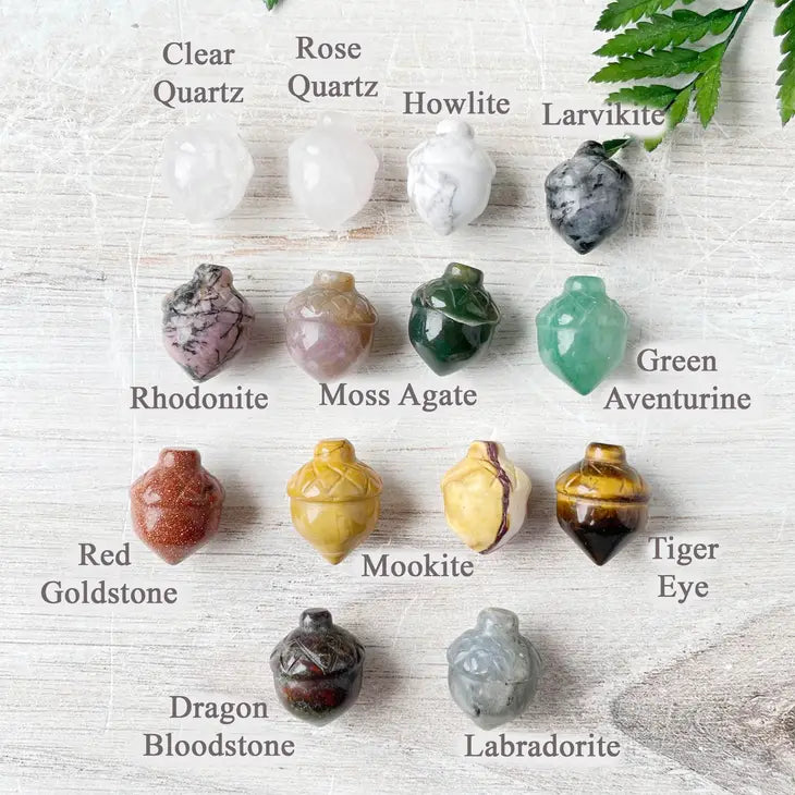 Mini Gemstone Acorn Carving