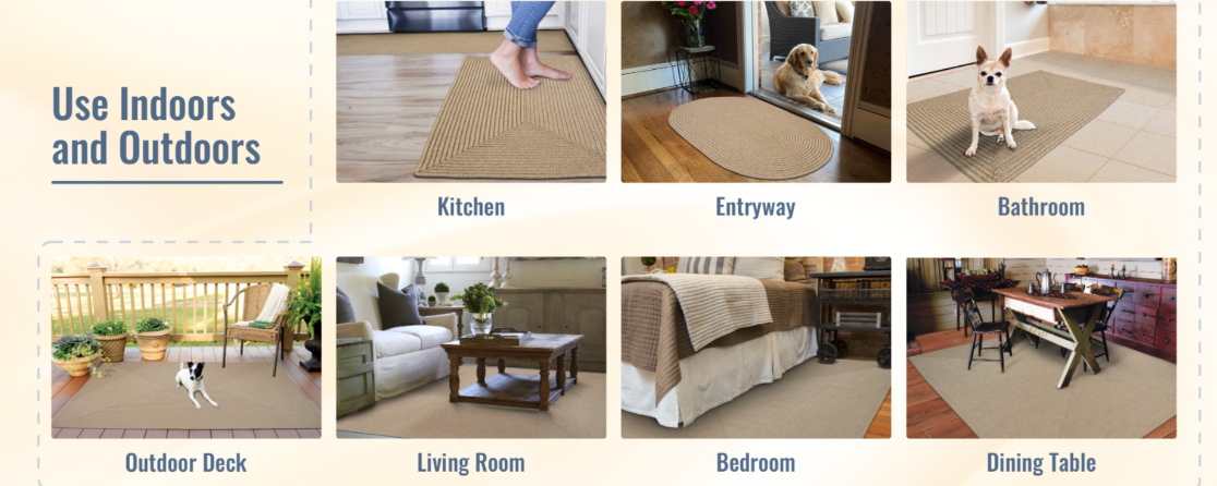 Ultra Durable Braided Rectangular Rug Biscuit 5' x 8' by Homeportonline