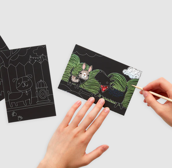 Scratch & Scribble Mini Art Kit Playful Pups by Homeportonline