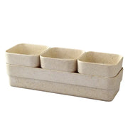 Sustainable Eco Planter Herb Pot with Tray Set of 3, Sand Beige by Wild Lark