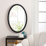 Mirror Oval Wooden Beaded Black 25in x 17in by Homeportonline