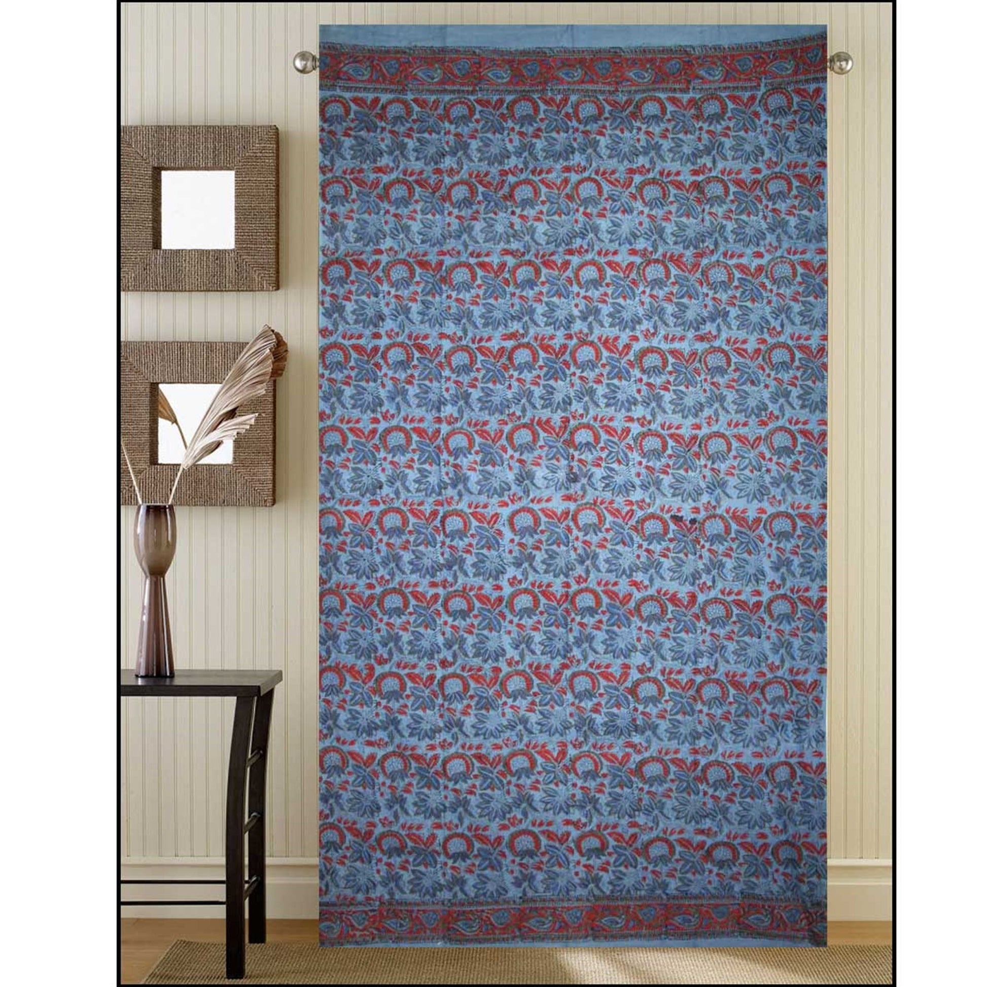 Window Panel Overdyed Floral Block Dark Rose by Homeportonline