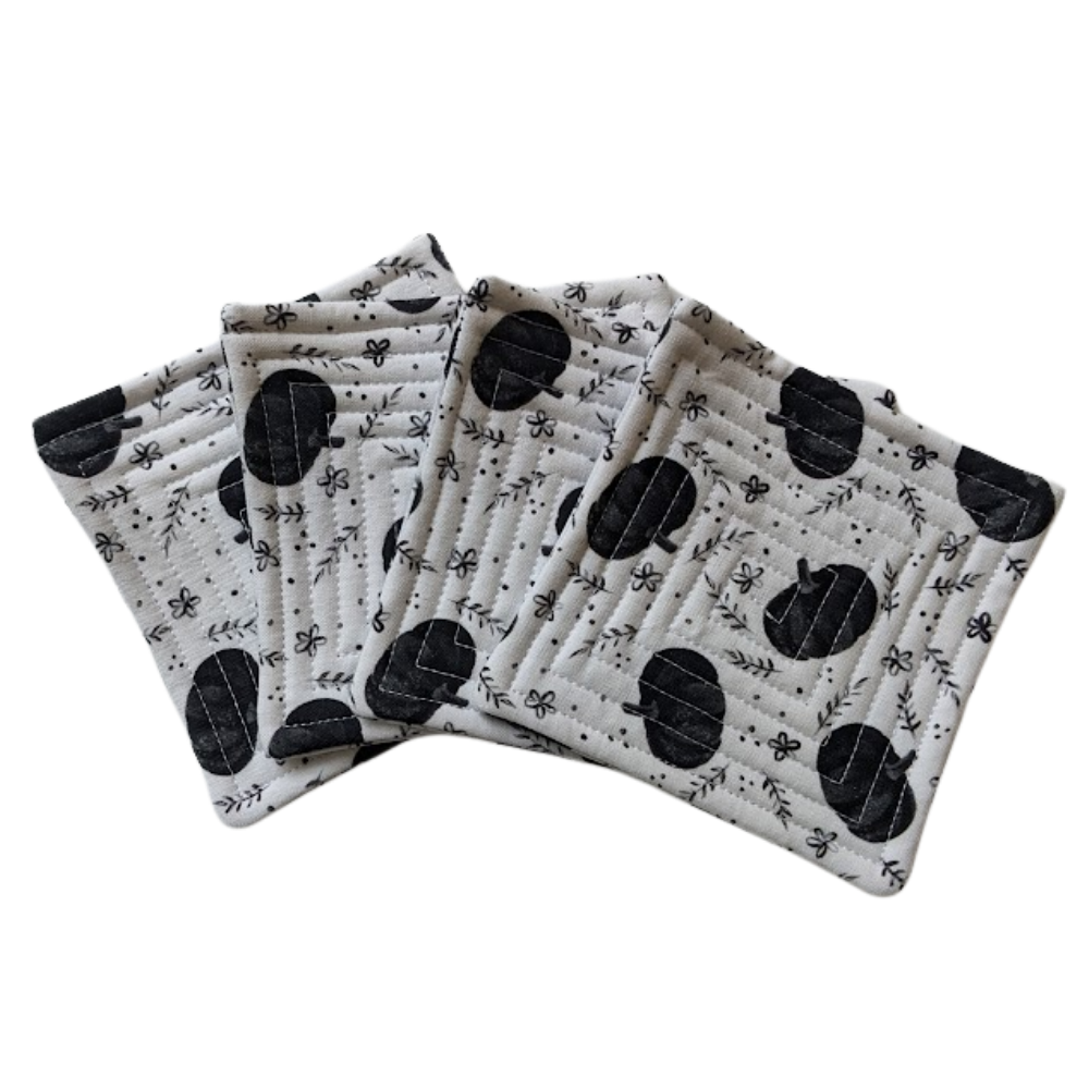 B&W Pumpkins - Quilted Coasters