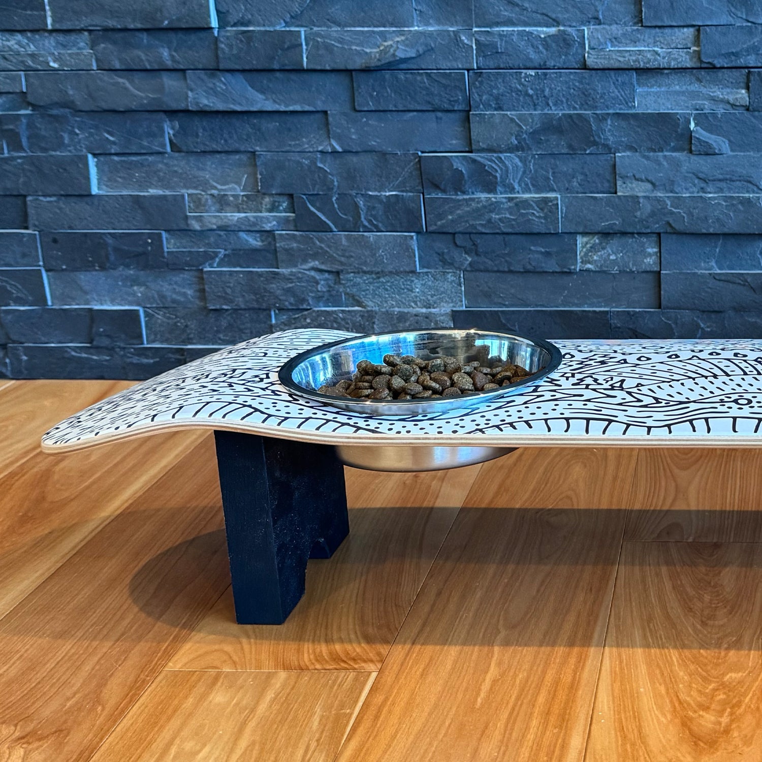 Doodlescape - Elevated Skateboard Dog Feeding Stand with 2 Bowls