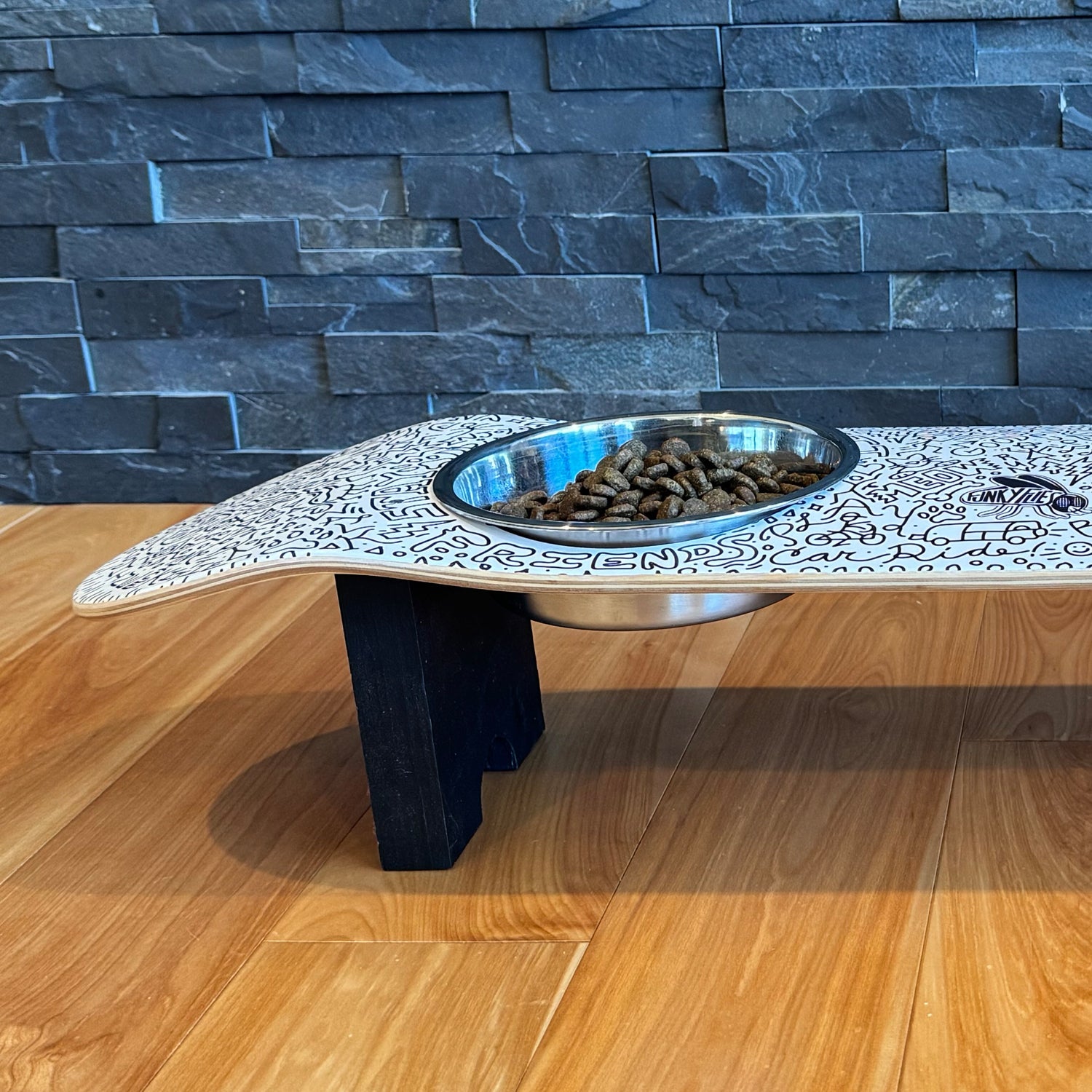 Doodles - Elevated Skateboard Dog Feeding Stand with 2 Bowls