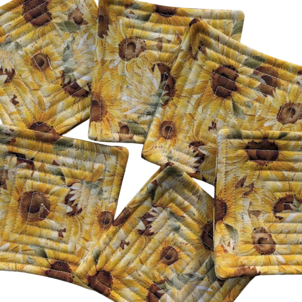 Country Sunflower Quilted Coasters