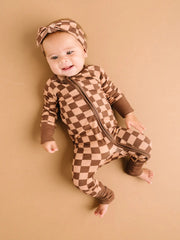 Espresso Checkered Convertible Bamboo Sleeper