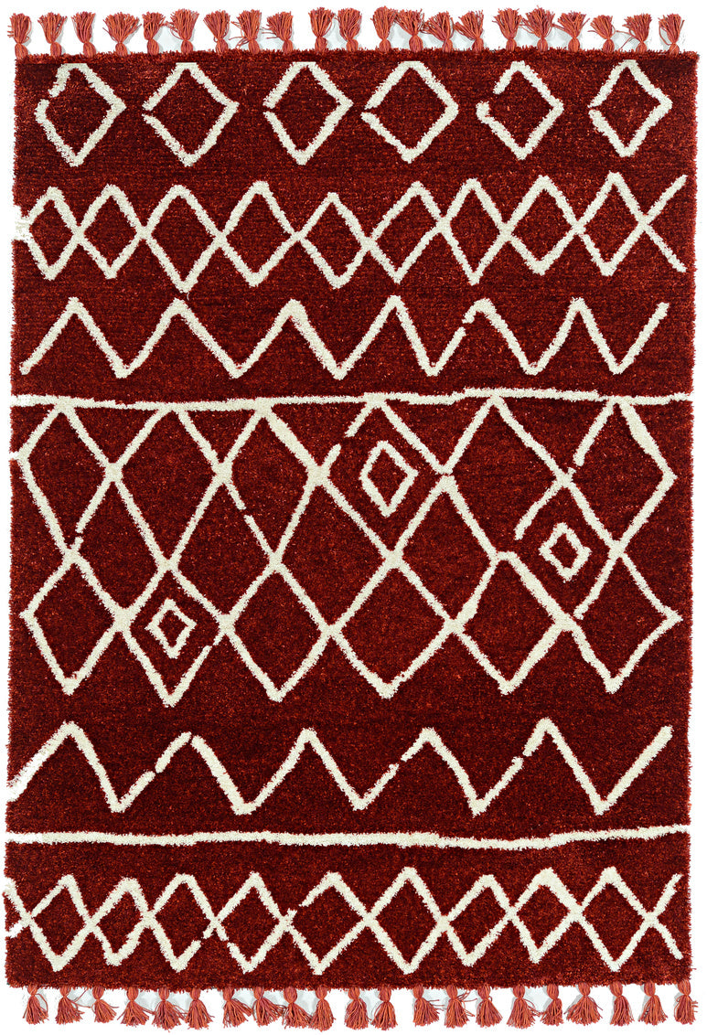 Marrakech Zag Ivory and Rust Rug 5ft x 7ft by Homeportonline
