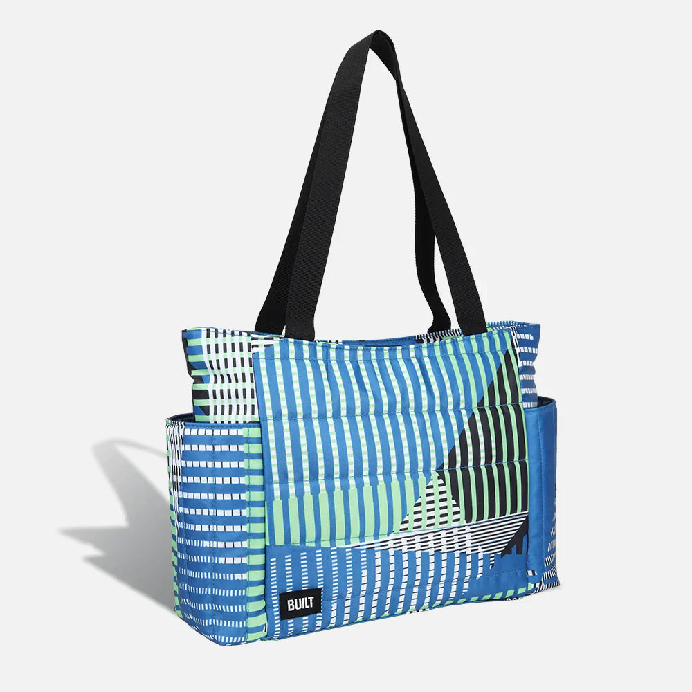 Puffer Lunch Tote - Ink Blue Triangle Geo by Homeportonline