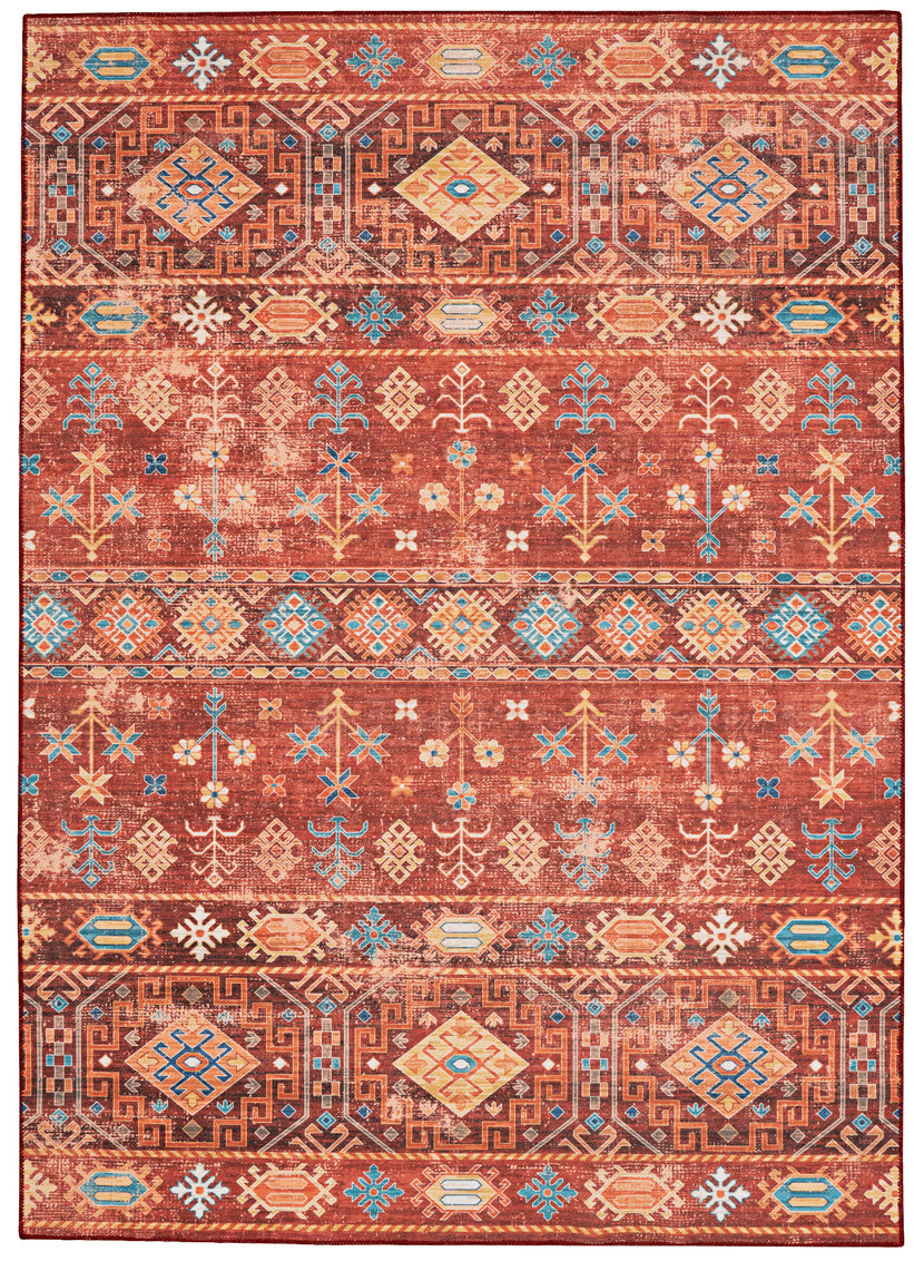 Rug Washable Devlin Red & Ivory 5' x 7' by Homeportonline
