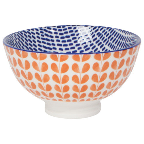 Orange Blue Blossom Stamped Bowl 4 Inch by Homeportonline