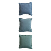 Pillow Stonewashed Linen With Fringe Blues (3 Colors, Sold Individually) 20" Square by Homeportonline