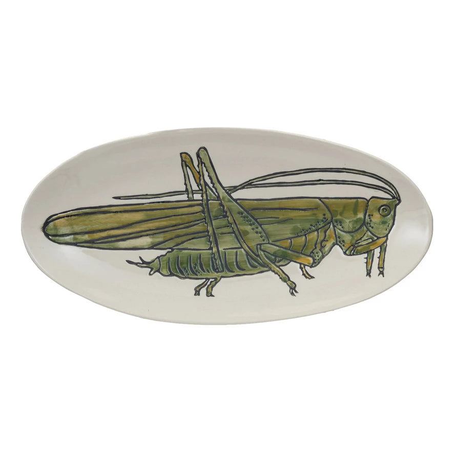 Hand-Painted Stoneware Plate w/ Grasshopper by Homeportonline