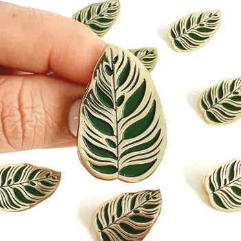 "Peacock" Calathea Leaf Lapel Pin by Wild Lark