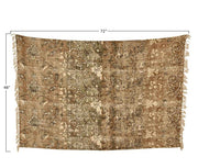 Rug Woven Cotton Distressed Print With Fringe Greens 4' x 6' by Homeportonline