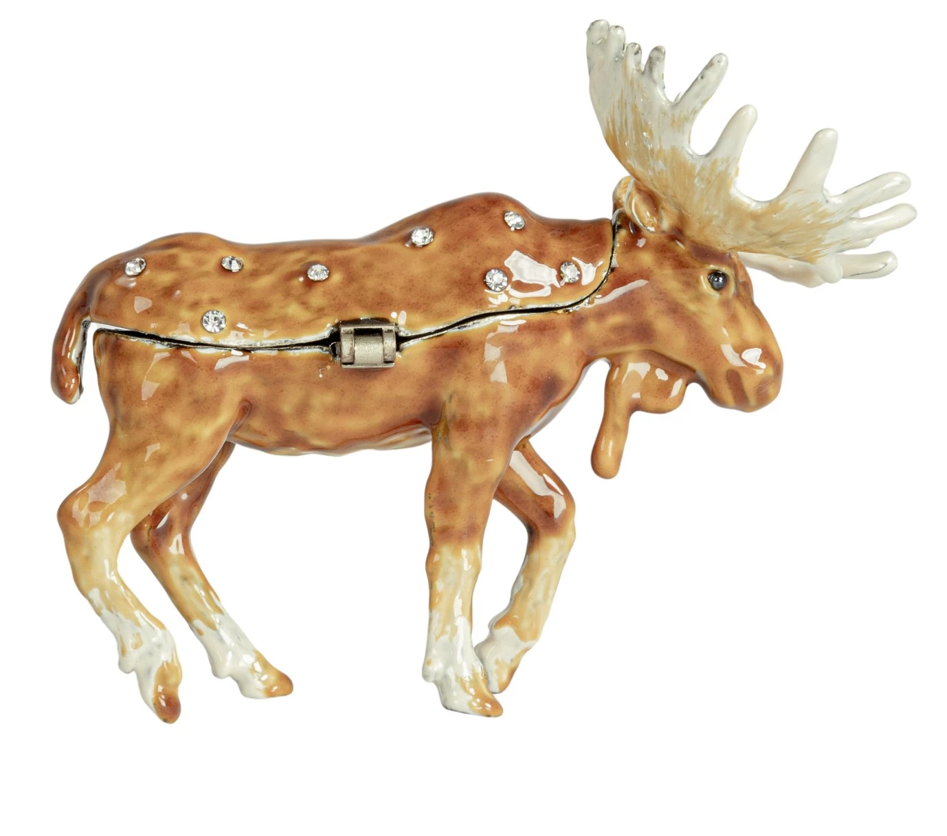 Trinket Box Enameled Metal Moose 3.5"l x 2.75"h by Homeportonline