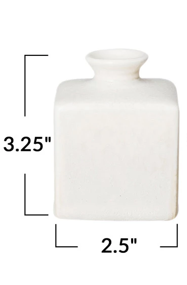 Vase Stoneware Cream Medium Square 3.25" high by Homeportonline