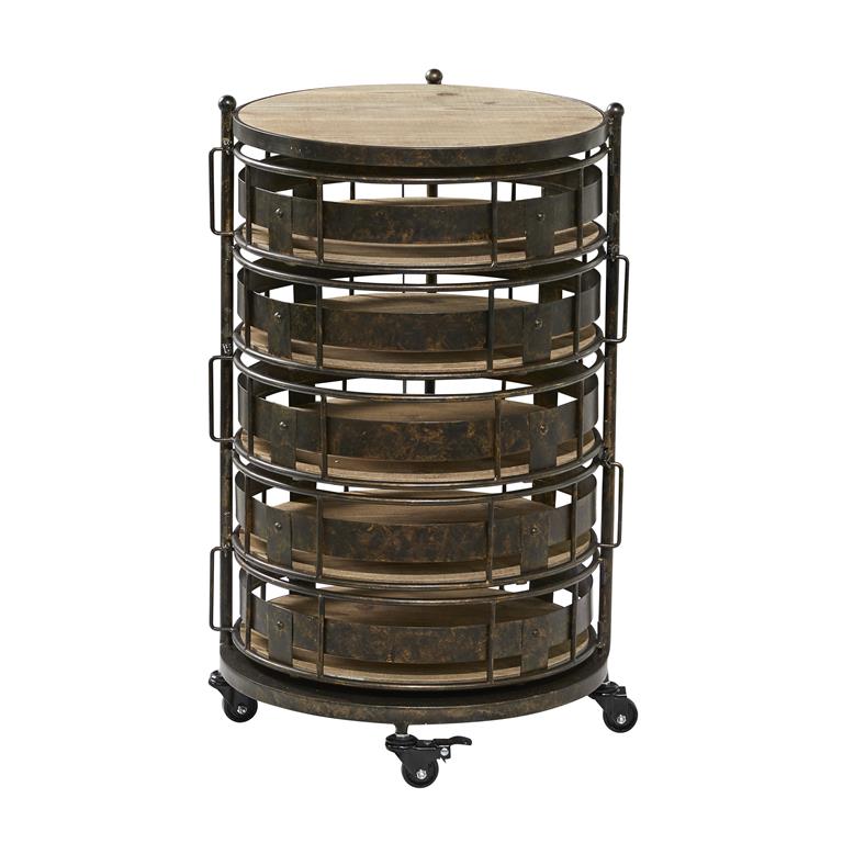 Brown metal Kitchen Rolling Cart - 6 Shelves by Homeportonline