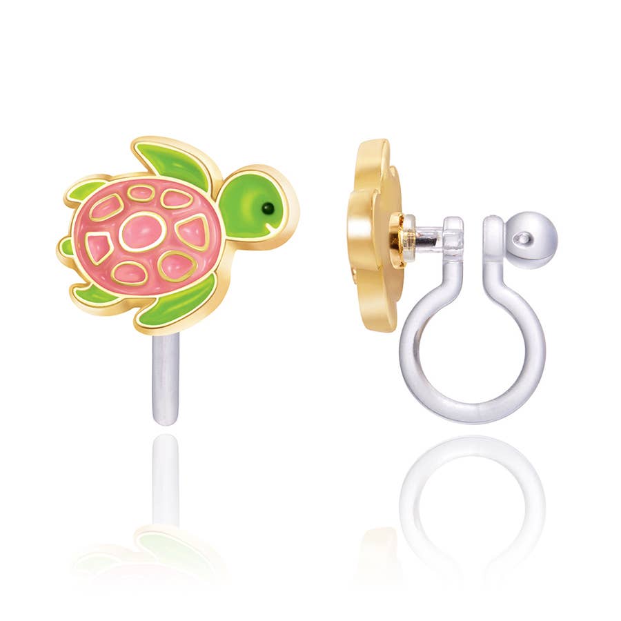 Girl Nation - CLIP ON Cutie Earrings- Turtle-y Awesome by SidePony Boutique