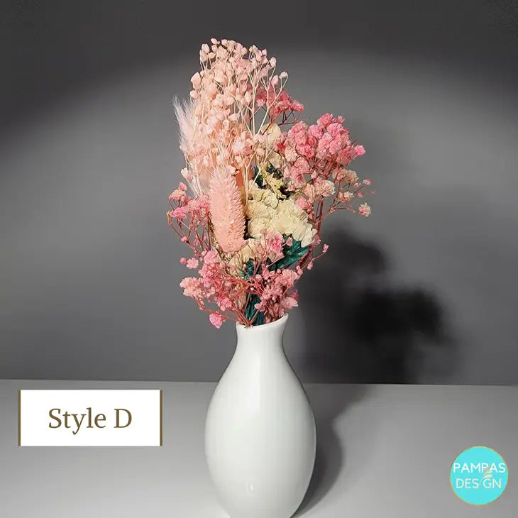 Mini Dried Flower Bouquet - 6 Color Schemes Available (vase not included)