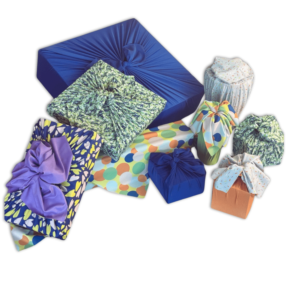 Assorted Set of 9 Reusable Cloth Furoshiki Gift Wrap | All Occasion Collection by Shiki Wrap