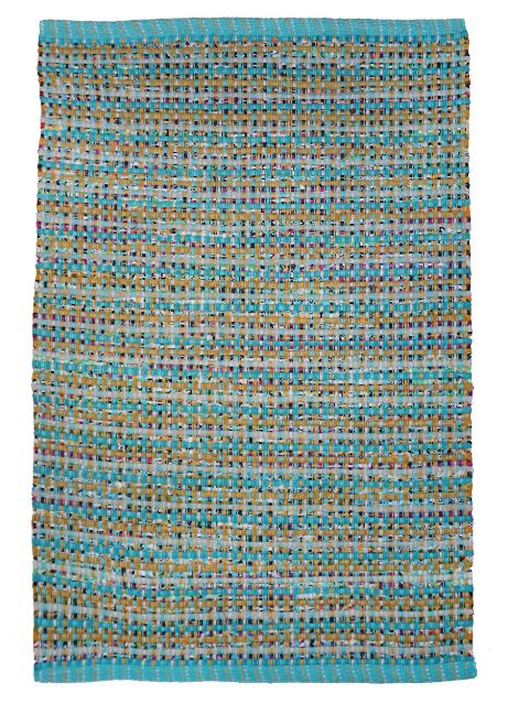 Kochi Rag Rug Cotton Aqua 2' x 3' by Homeportonline
