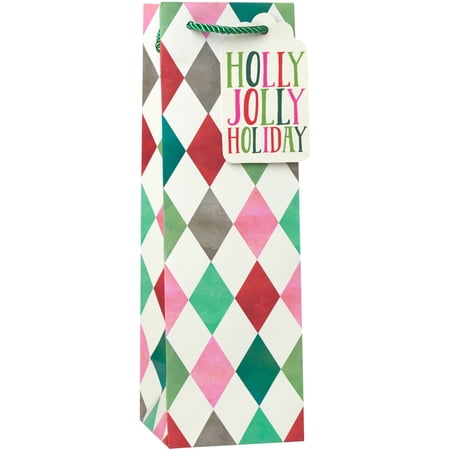 Jillson & Roberts Bottle Gift Bags, Holiday Harlequin (60 Pcs)