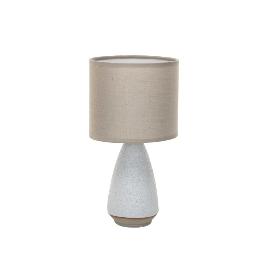 Lamp Tabletop Coarse Stoneware Linen Shade by Homeportonline