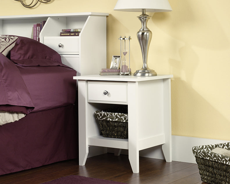 White Bedroom Nightstand 1 Drawer Nightstand Soft White Finish Shoal Creek by Homeportonline
